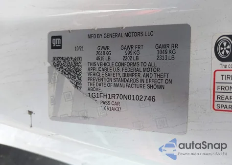 2022 Chevrolet Camaro Rwd 2Ss z USA, uszkodzony, nr VIN 1G1FH1R70N0102746